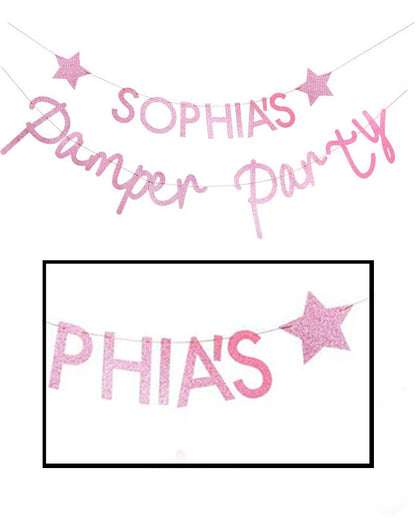 Pamper Party Pink Glitter Customisable Pamper Party Bunting 2.5m