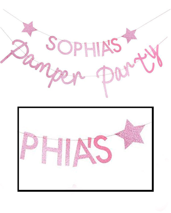 Pamper Party Pink Glitter Customisable Pamper Party Bunting 2.5m