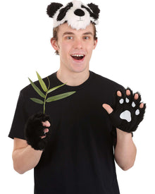 Panda Plush Headband and Paws Deluxe Set
