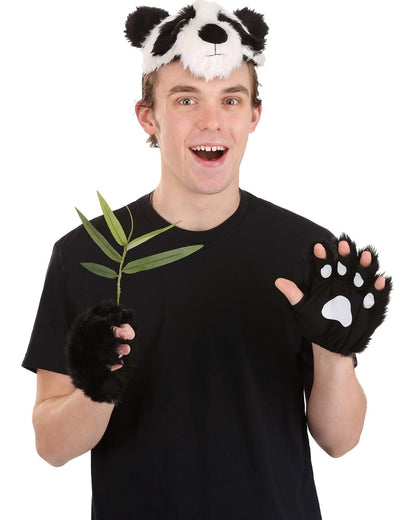 Panda Plush Headband and Paws Deluxe Set