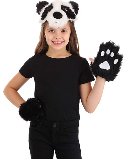 Panda Plush Headband and Paws Deluxe Set