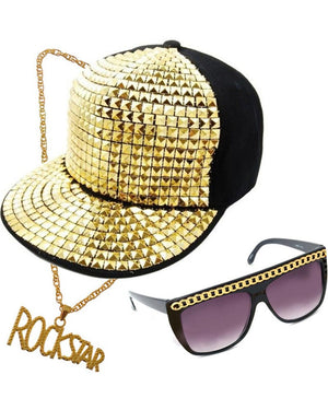 80s Party Rock Cap Glasses and Necklace Set