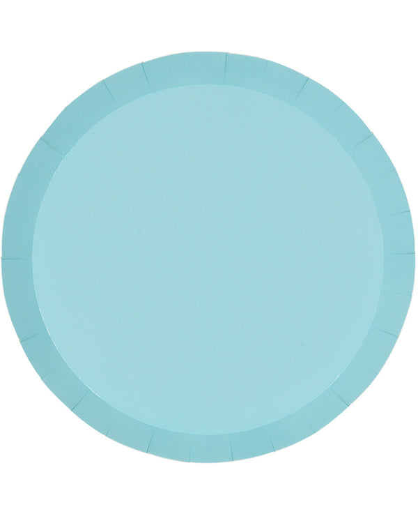Pastel Blue 27cm Round Paper Banquet Plates Pack of 10