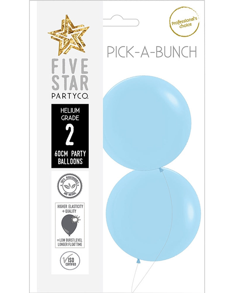 Pastel Blue Matte Round 60cm Latex Balloons Pack of 2
