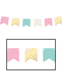 Pastel Foil Hot Stamped Mini Pennant Banner