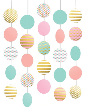 Pastel Hanging Paper Circle Decorations Pack of 5