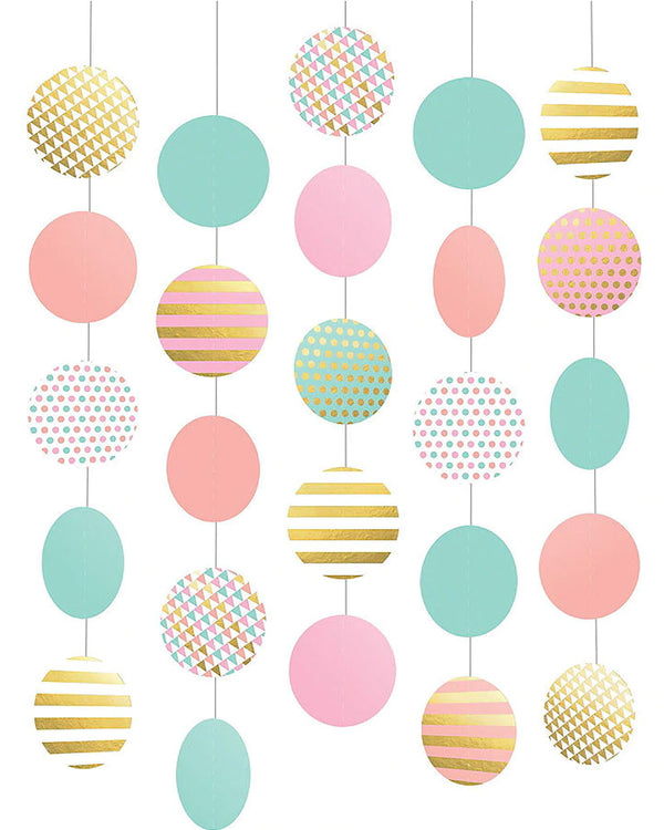 Pastel Hanging Paper Circle Decorations Pack of 5