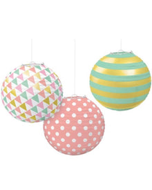 Pastel Round Paper Lanterns Pack of 3