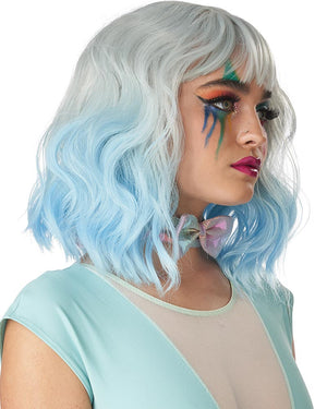 Pastel Textured Silver and Blue Short Wig