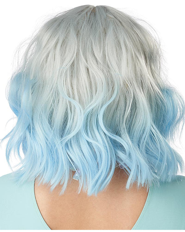 Pastel Textured Silver and Blue Short Wig