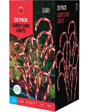 Flashing Candy Canes Christmas LED Path Lights Pack of 20