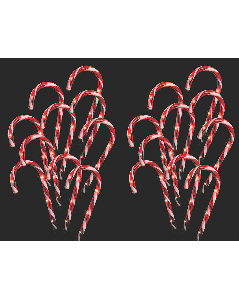 Flashing Candy Canes Christmas LED Path Lights Pack of 20