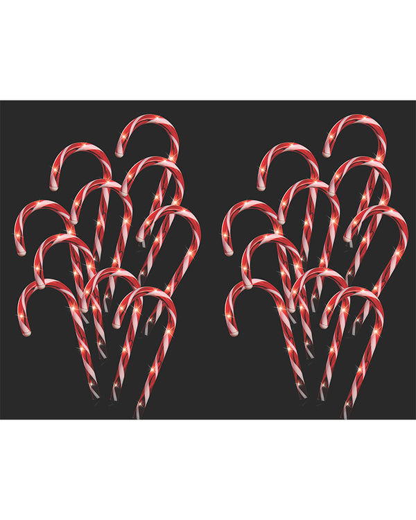 Flashing Candy Canes Christmas LED Path Lights Pack of 20
