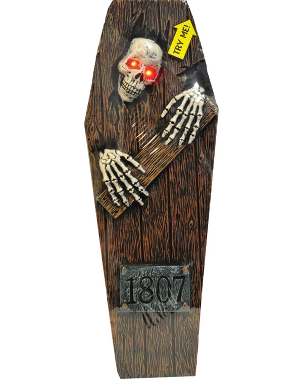 Peeping Skeleton Light Up Coffin 69cm