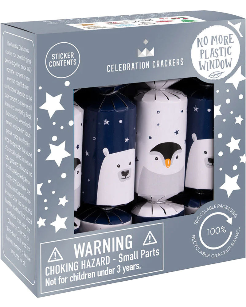 Penguin and Polar Bear Mini Christmas Crackers Pack of 8