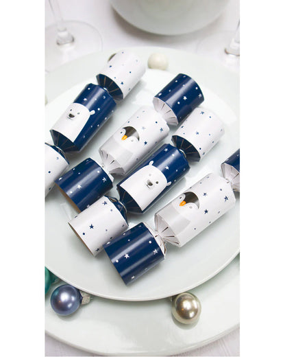 Penguin and Polar Bear Mini Christmas Crackers Pack of 8