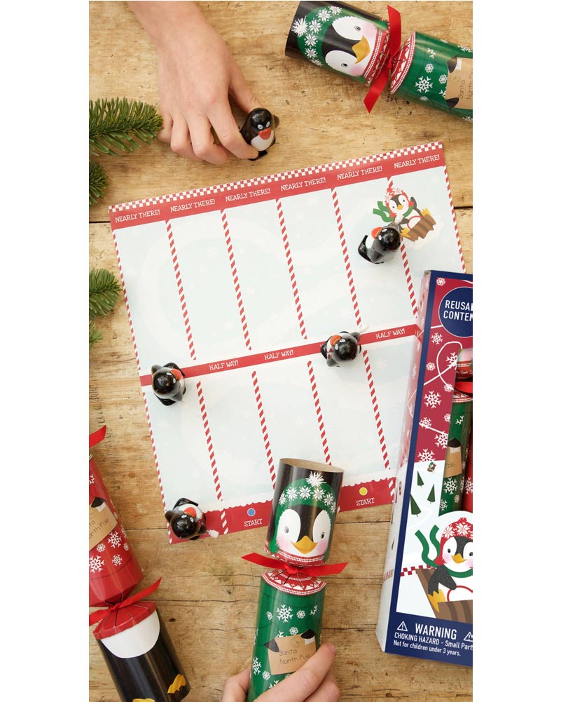 Penguin Racing Christmas Crackers Pack of 6