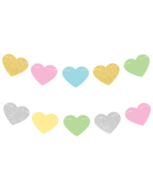Pastel Glitter Heart Reversible Garland 2m