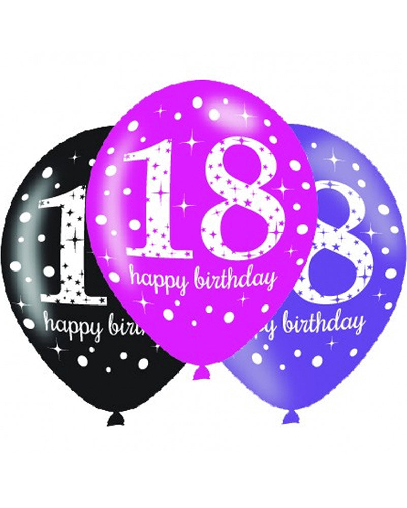 Pink Celebration 18th 30cm Latex Balloon Pack Of 6