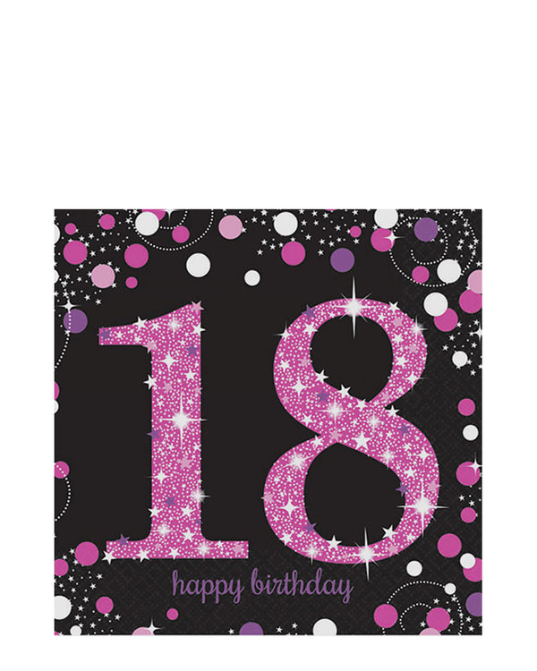 Pink Celebration 18th Lunch Napkins Pack of 16
