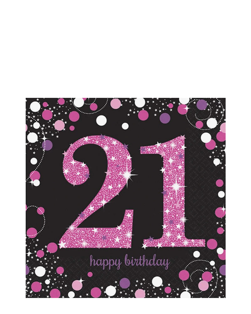 Pink Celebration 21st Lunch Napkins Pack of 16