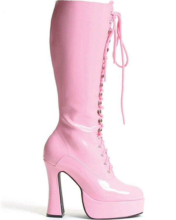 Pink Easy Lace Womens Boots