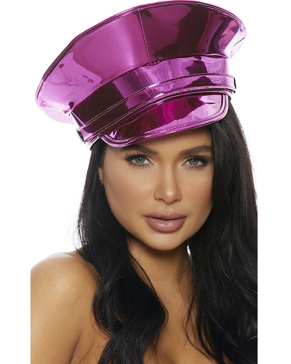 Pink Metallic Cop Hat