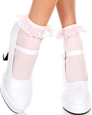 Pink Ruffle Top Ankle Socks