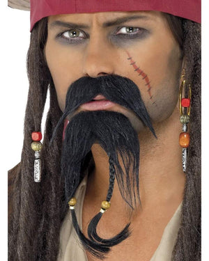 Pirate Black Moustache and Goatee Set