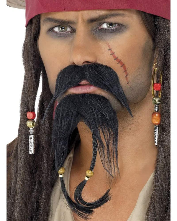 Pirate Black Moustache and Goatee Set