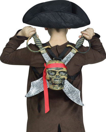 Pirate Skull Sheath with Swords Backpack Set