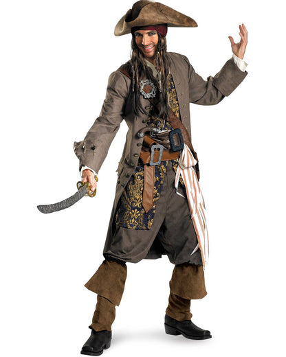Pirates Of The Caribbean Captain Jack Sparrow Theatrical Quality Mens Costume