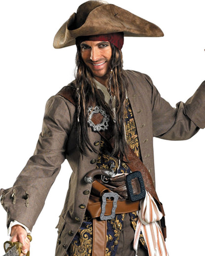 Pirates Of The Caribbean Captain Jack Sparrow Theatrical Quality Mens Costume