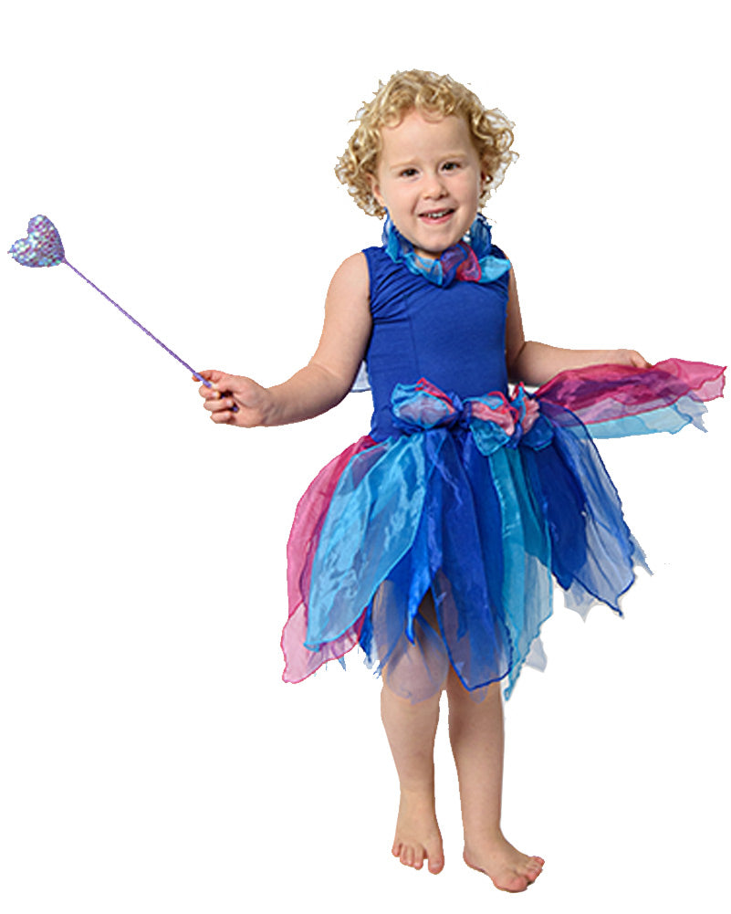 Pixie Fairy Royal Blue Dress Girls Costume