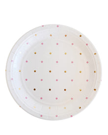 Gold and Pink Dots 23cm Paper Plates Pack of 10