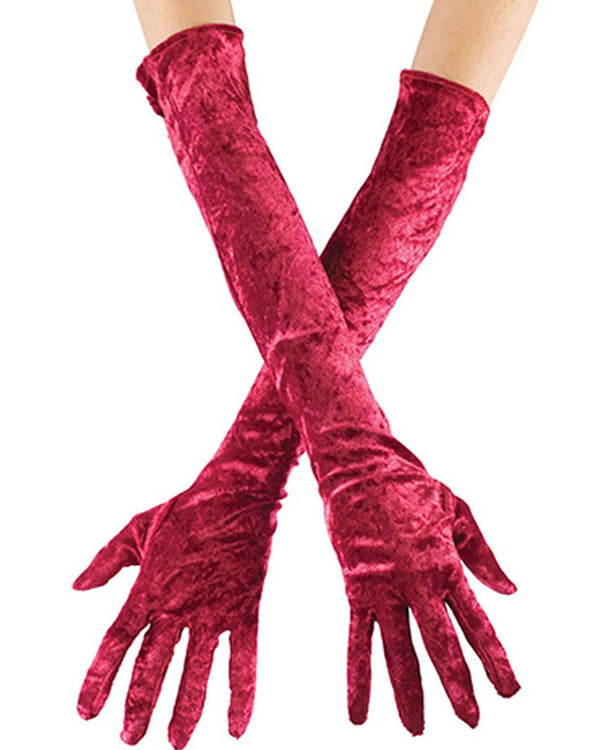 Plum Long Velvet Gloves