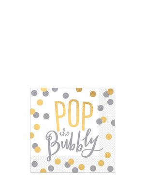 Pop the Bubbly Beverage Napkins Pack of 16