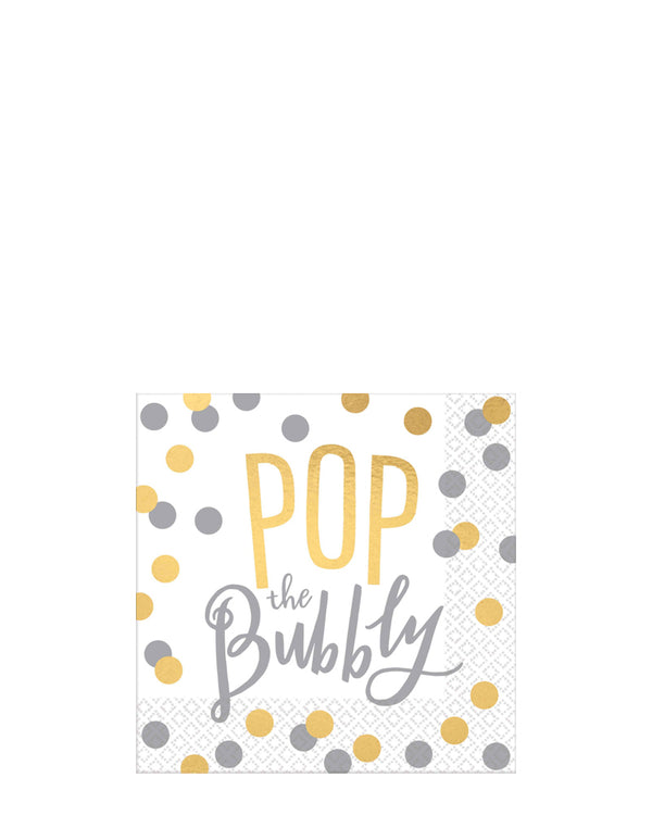 Pop the Bubbly Beverage Napkins Pack of 16