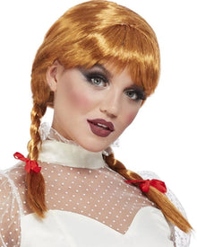 Porcelain Doll Auburn Plaited Halloween Wig
