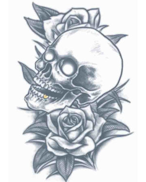 Prison Skull and Roses Temporary Tattoo
