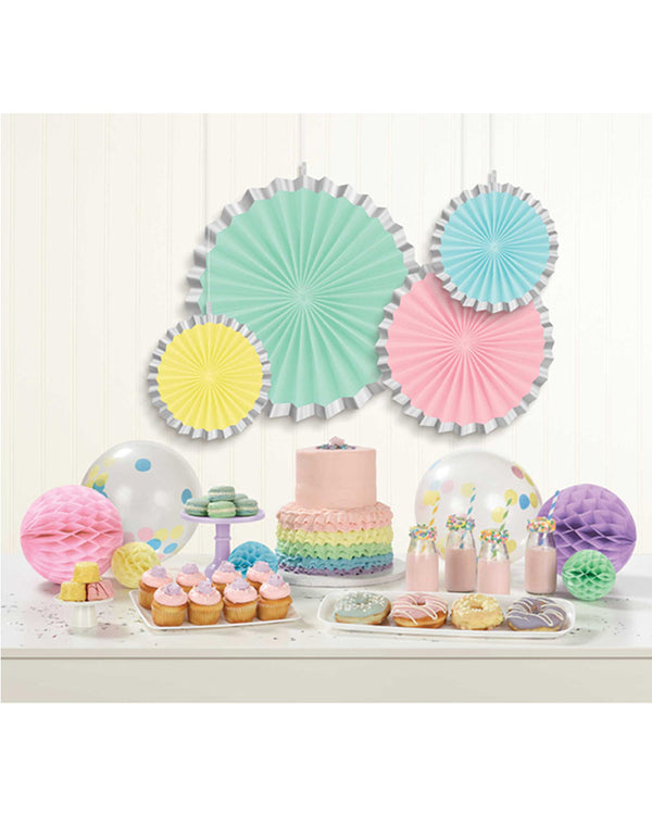 Pretty Pastels Fan Hanging Decorations Pack of 4