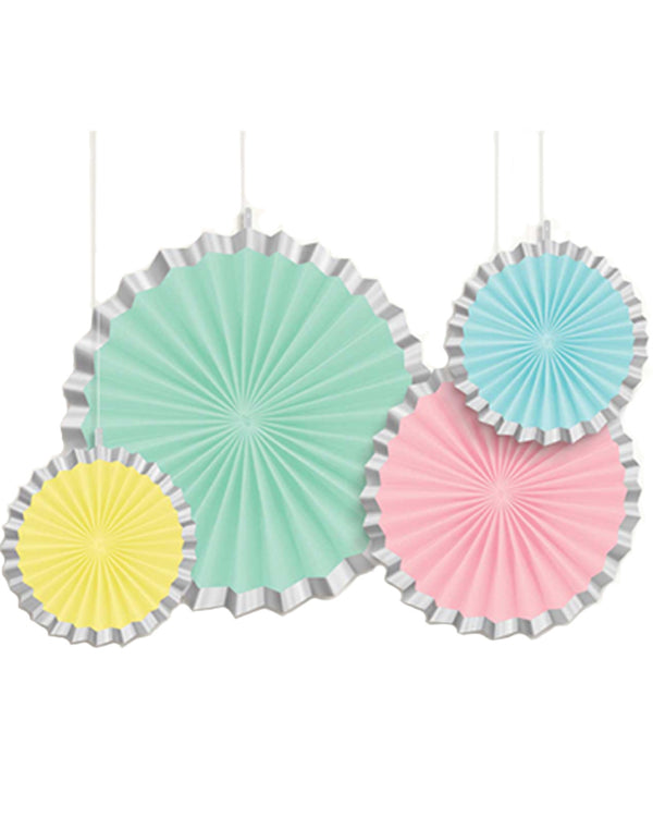Pretty Pastels Fan Hanging Decorations Pack of 4