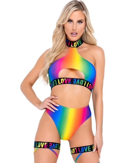 Pride Rainbow Womens Keyhole Halter Neck Top