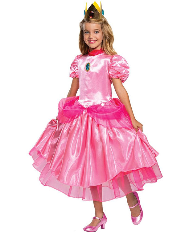 Super Mario Brothers Princess Peach Deluxe Girls Costume