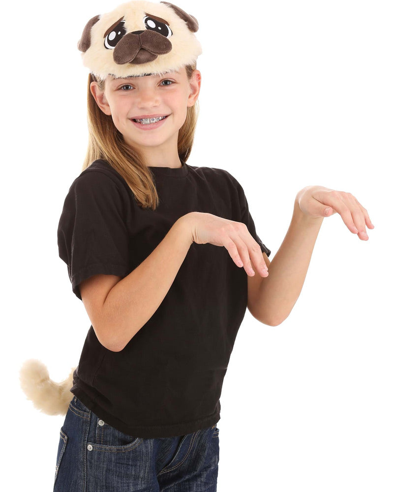 Pug Plush Headband and Tail Deluxe Set