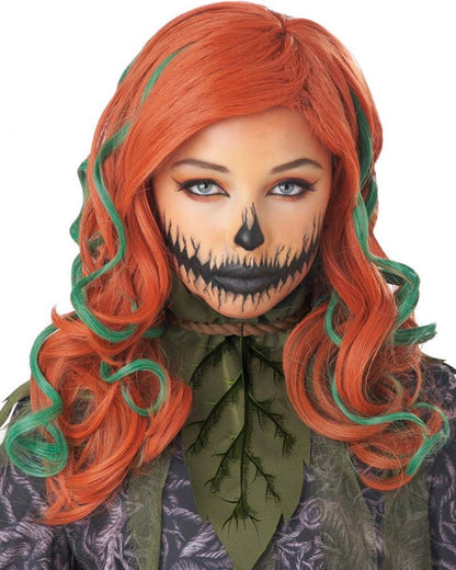 Pumpkin Vines Long Orange and Green Kids Wig