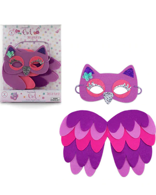Purple Cute Owl Mask and Wings Set