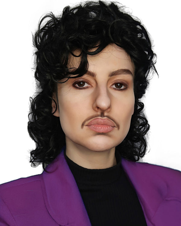 Purple Prince Curly Black Wig