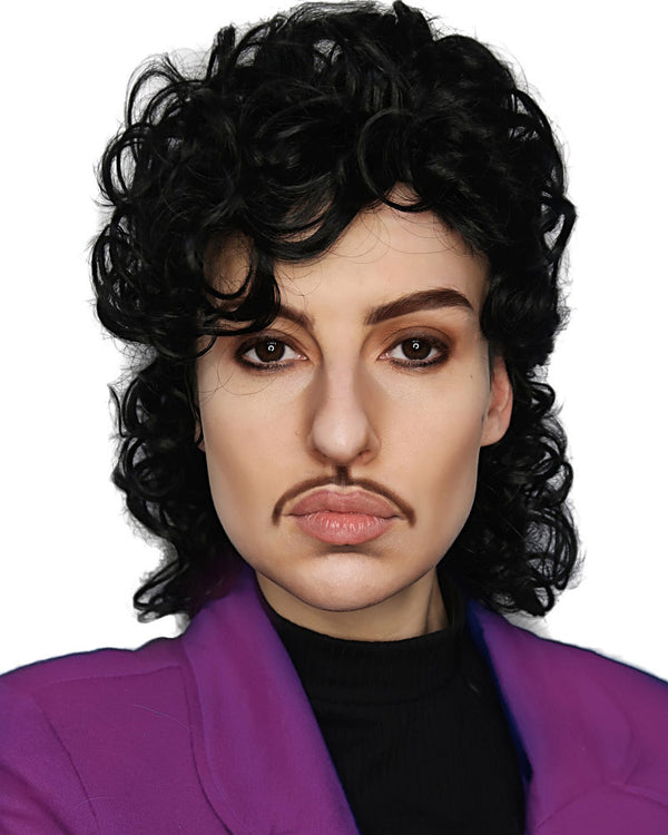 Purple Prince Curly Black Wig