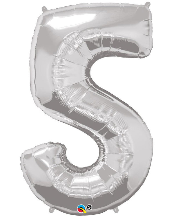 Number Five Silver Foil Balloon